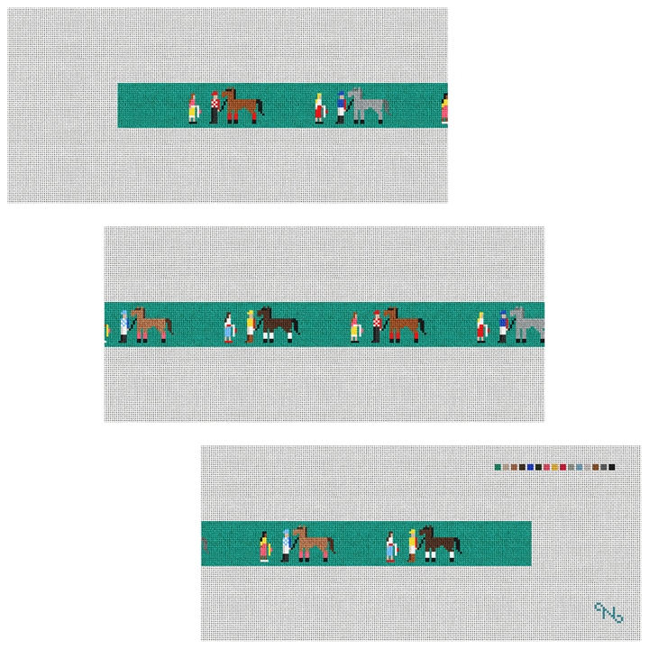 The Walk Over Derby Needlepoint Belt Kit Stitched Preview