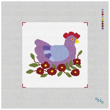 Three French Hens Needlepoint Kit Stitched Preview