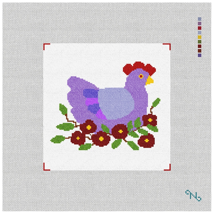 Three French Hens Needlepoint Kit Stitched Preview