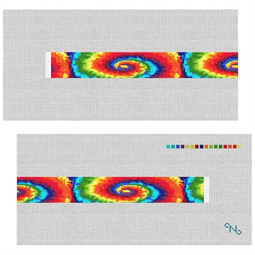Tie Dye Needlepoint Dog Collar Kit Stitched Preview