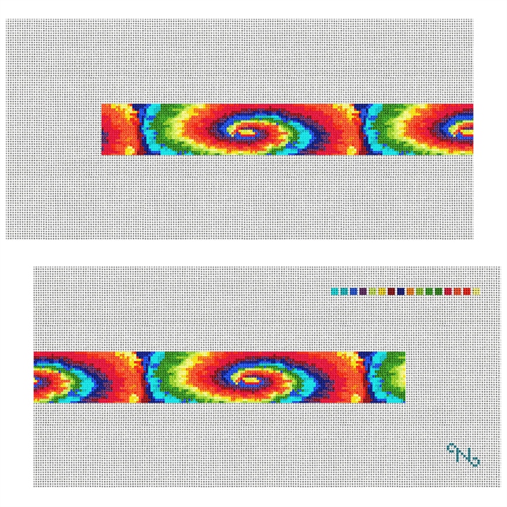 Tie Dye Needlepoint Dog Collar Kit Stitched Preview