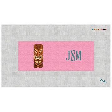 Tiki Needlepoint Wallet Kit Stitched Preview