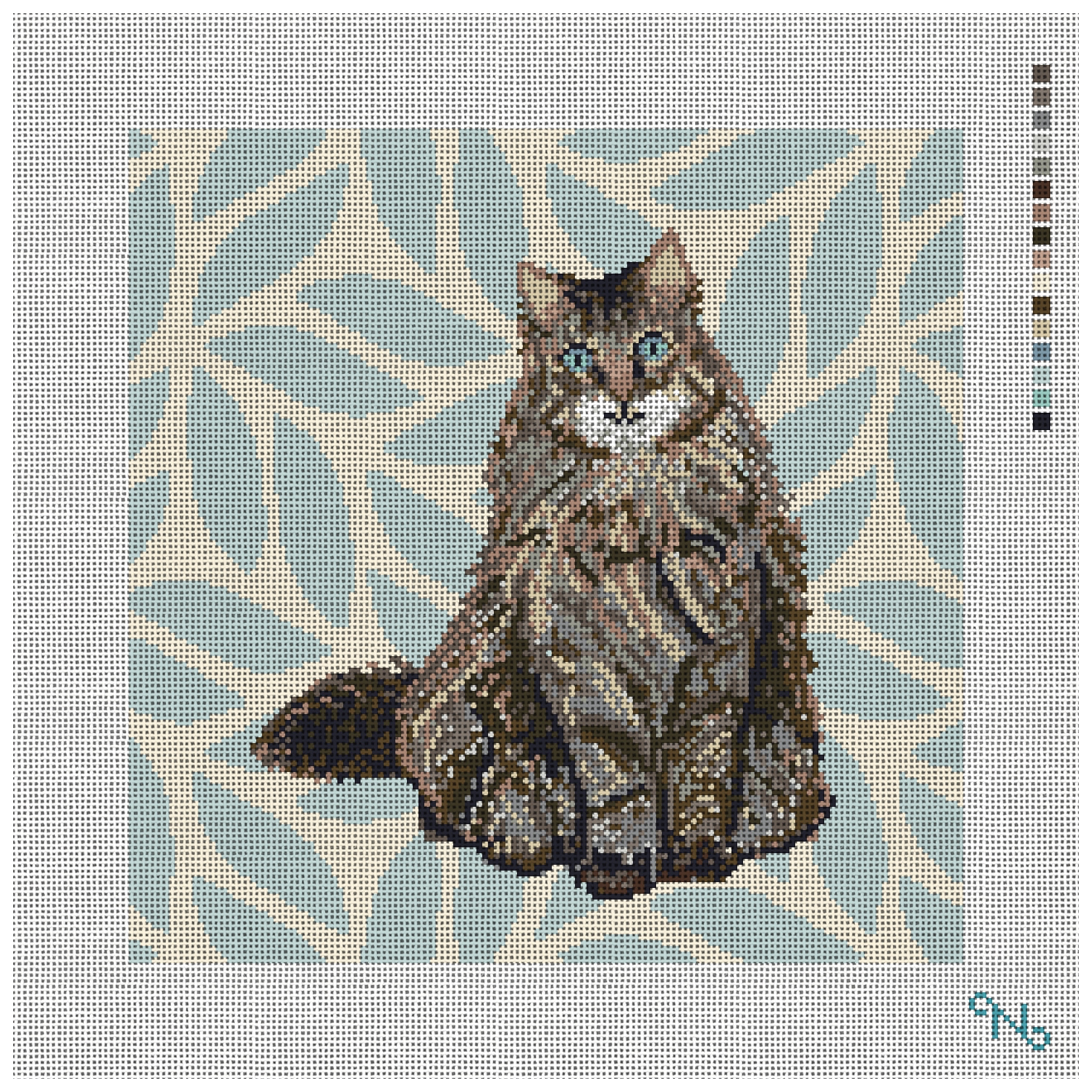 Timid Tabby Cat Needlepoint Pillow Kit