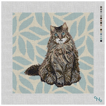 Timid Tabby Cat Needlepoint Pillow Kit