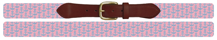 Tiny Anchors Pink Needlepoint Belt