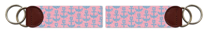 Tiny Anchors Pink Needlepoint Key Fob