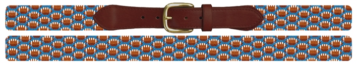 Tiny Footballs Blue Needlepoint Belt