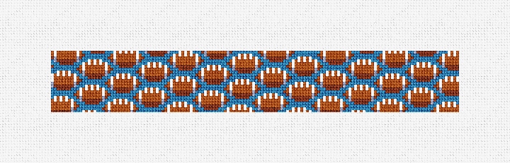 Tiny Footballs Blue Needlepoint Key Fob Kit