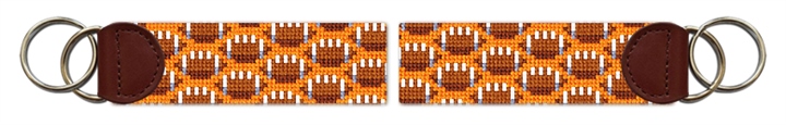 Tiny Footballs Orange Needlepoint Key Fob