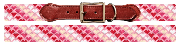 Tiny Hearts Needlepoint Dog Collar