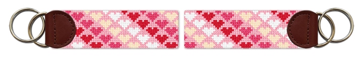 Tiny Hearts Needlepoint Key Fob