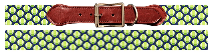 Tiny Tennis Balls Needlepoint Dog Collar