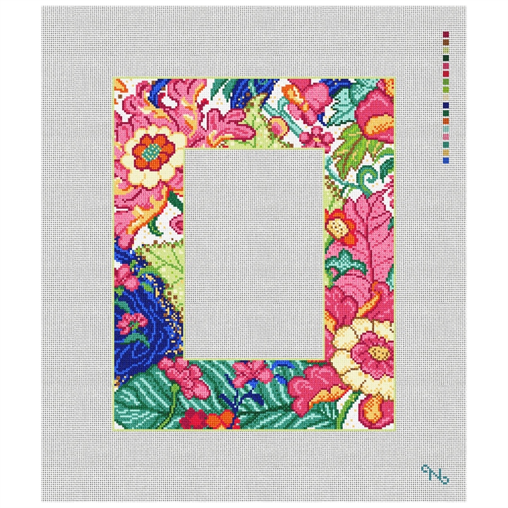 Tobacco Leaf Picture Frame Needlepoint Kit Stitched Preview