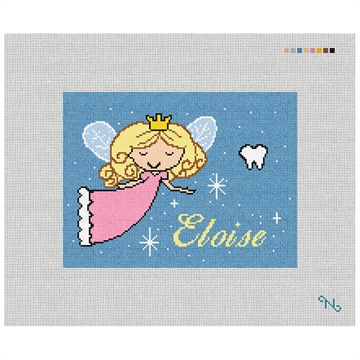 Tooth Fairy Needlepoint Pillow Kit Stitched Preview