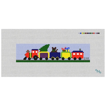 Train - Personalized Needlepoint Ornament Kit Stitched Preview