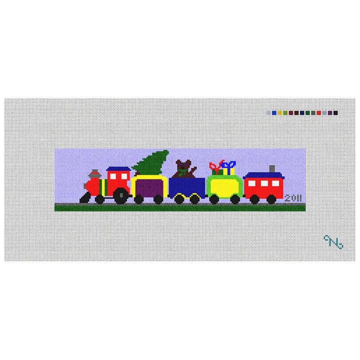 Train - Personalized Needlepoint Ornament Kit Stitched Preview
