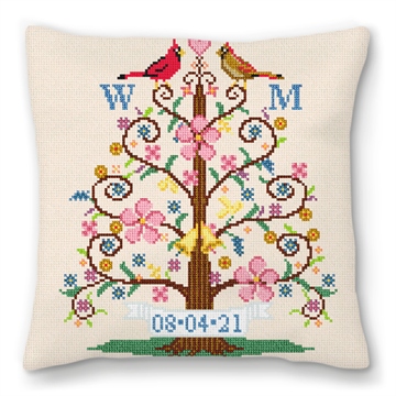 Tree Of Life Birds Needlepoint Pillow