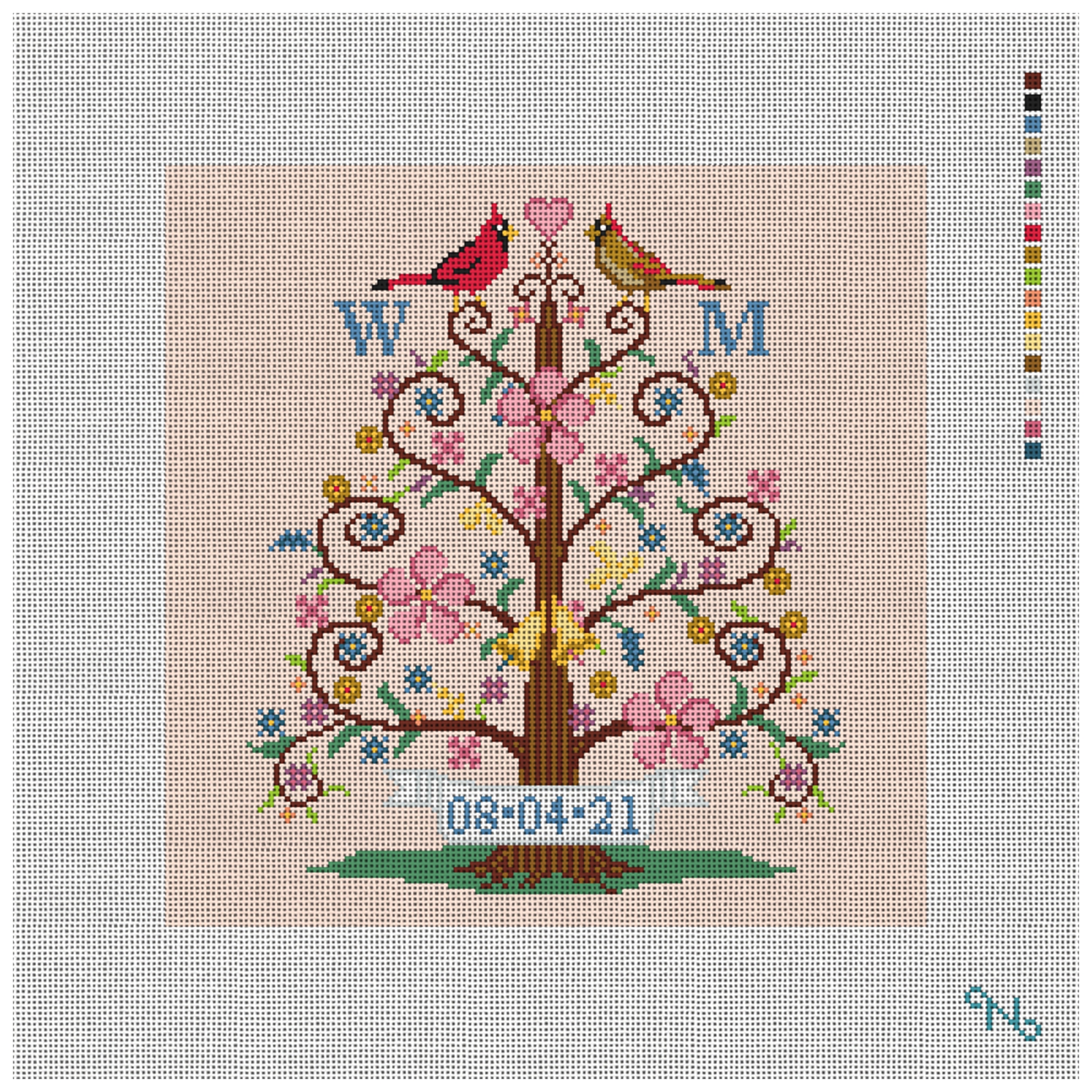 Tree Of Life Birds Needlepoint Pillow Kit
