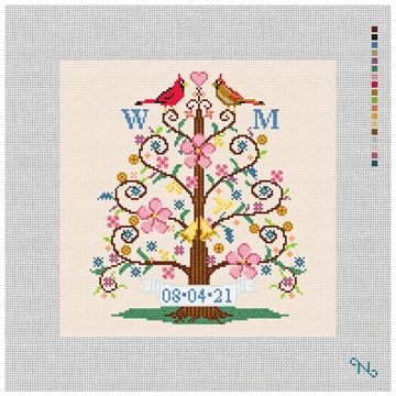 Tree Of Life Birds Needlepoint Pillow Kit Stitched Preview