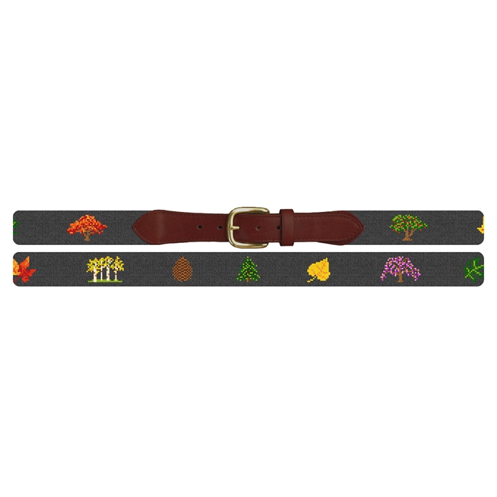 Trees and Leaves Needlepoint Belt 
