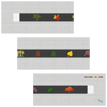 Trees and Leaves Needlepoint Belt Kit Stitched Preview