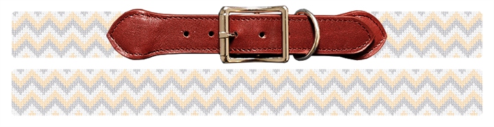 Tricolor Chevron Needlepoint Dog Collar