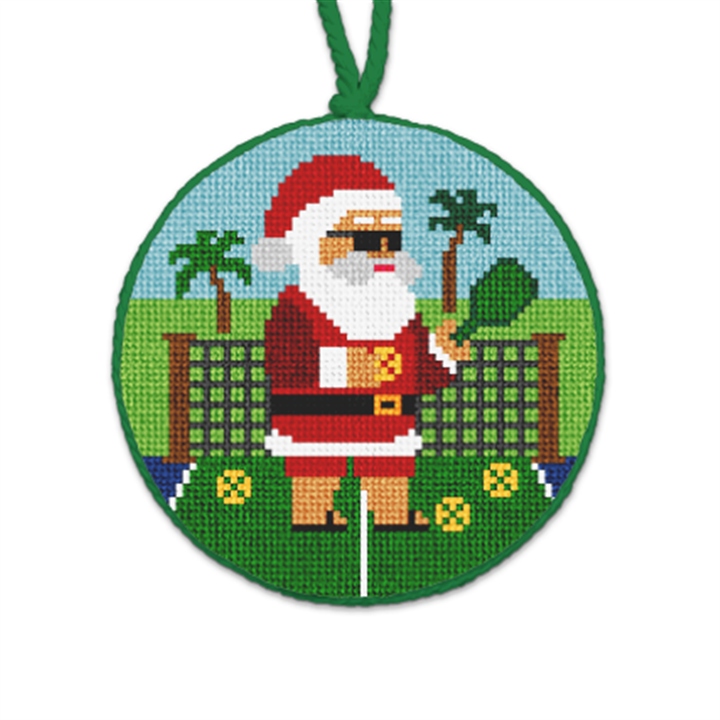Tropical Pickleball Needlepoint Ornament