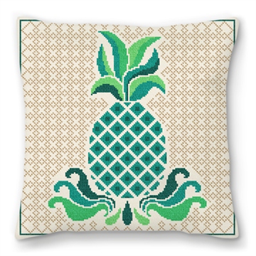Tropical Pineapple Needlepoint Pillow