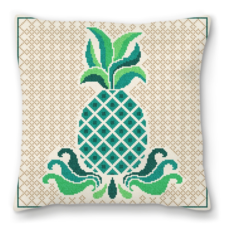 Tropical Pineapple Needlepoint Pillow