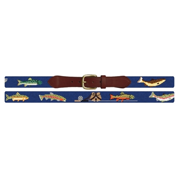 Trout Fishing Needlepoint Belt