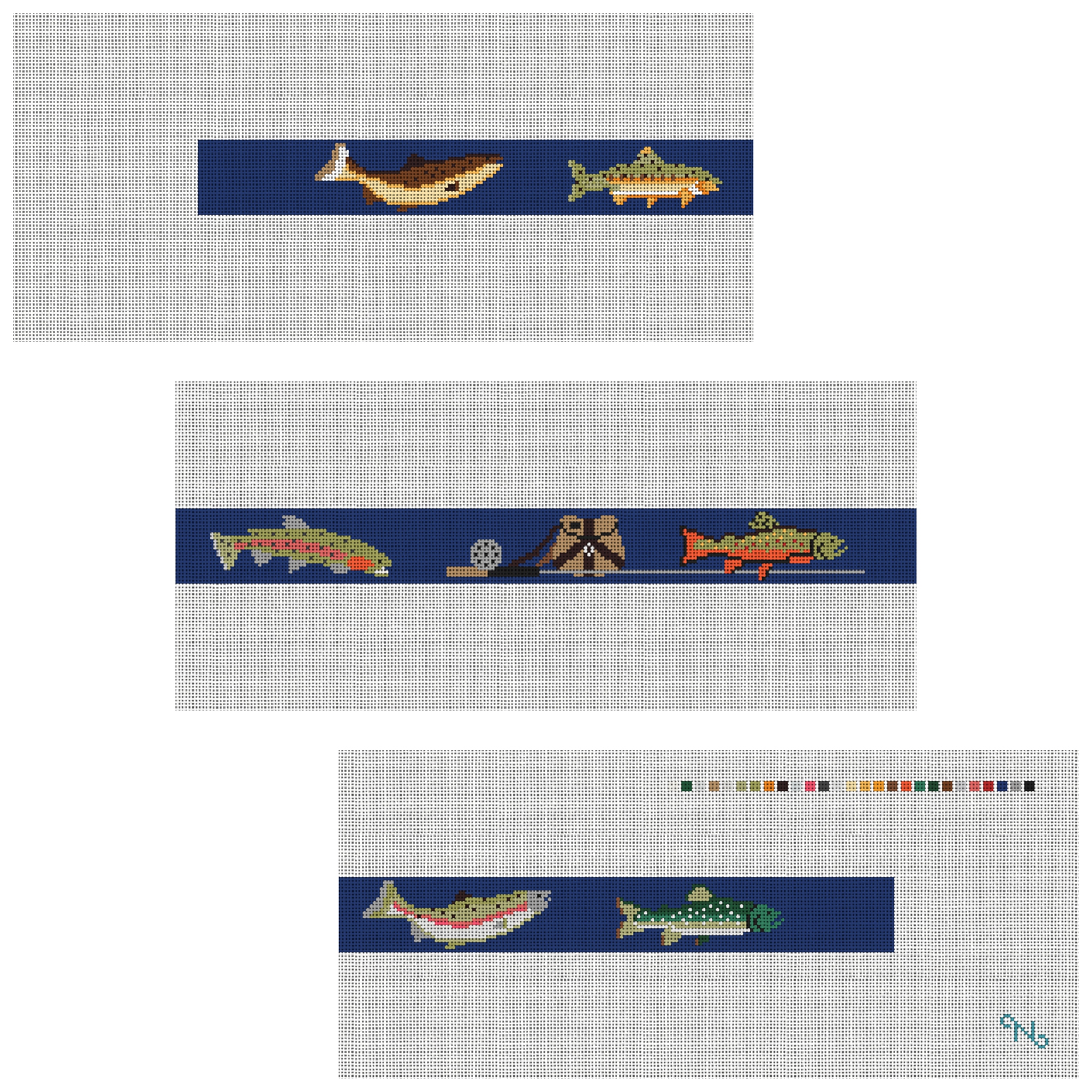 Trout Fishing Needlepoint Belt Kit