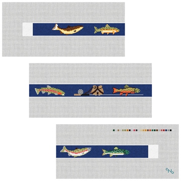Trout Fishing Needlepoint Belt Kit Stitched Preview