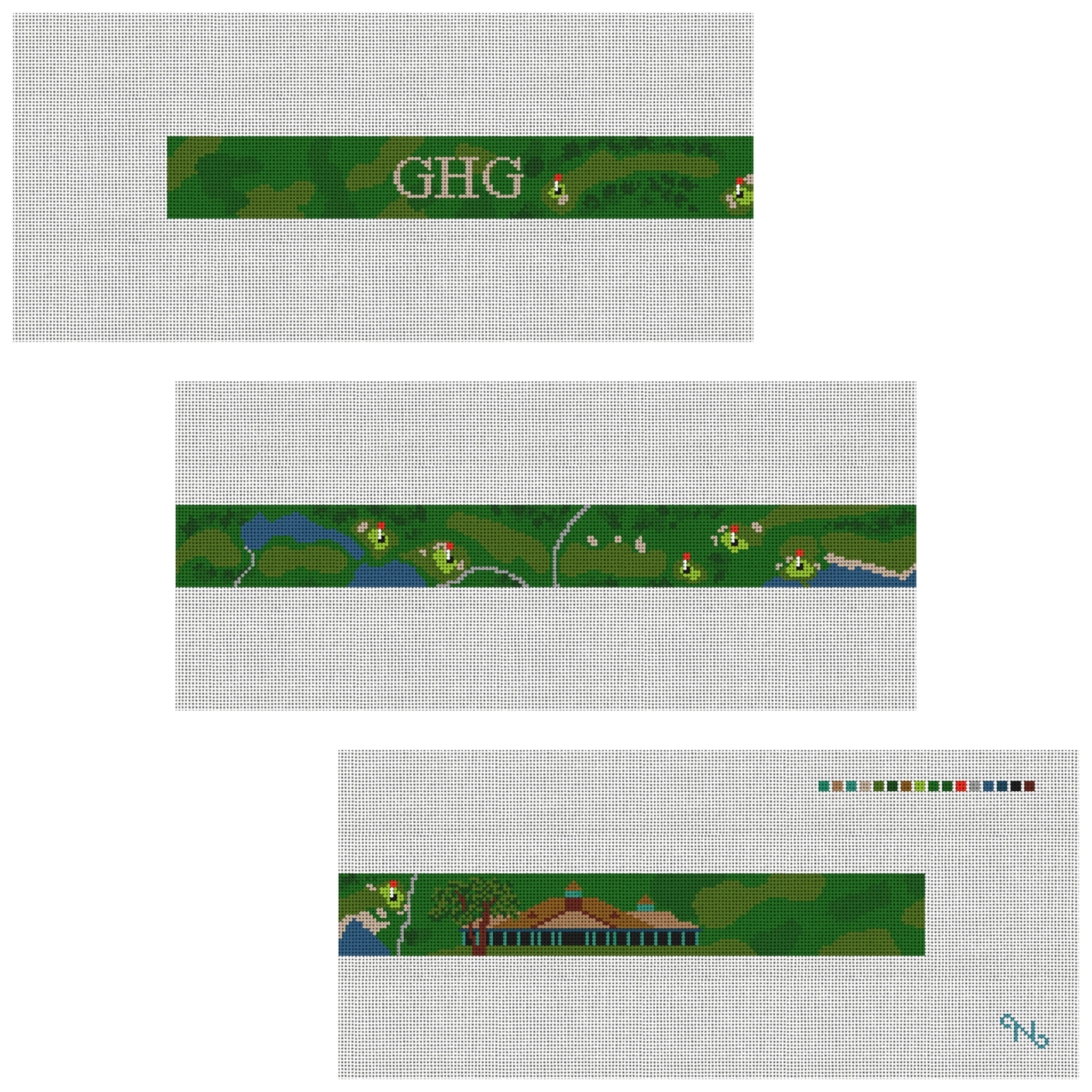 Tuxedo Club Golf Course Needlepoint Belt Kit