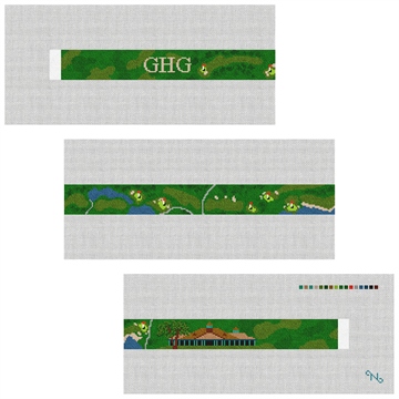 Tuxedo Club Golf Course Needlepoint Belt Kit Stitched Preview