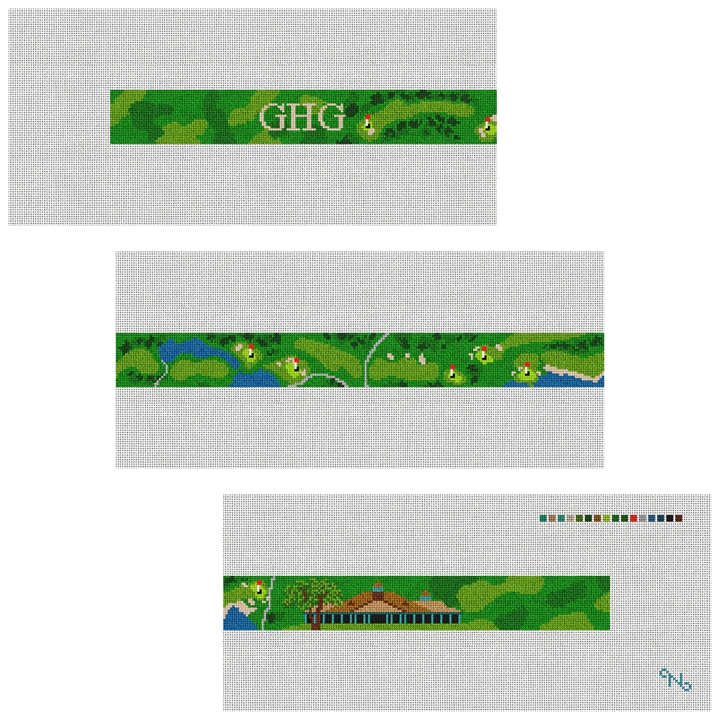 Tuxedo Club Golf Course Needlepoint Belt Kit Stitched Preview