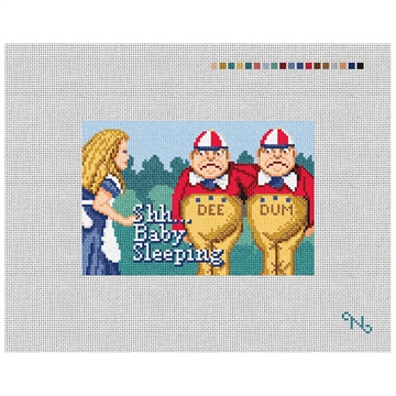 Tweedledum and Dee Needlepoint Door Hanger Kit Stitched Preview