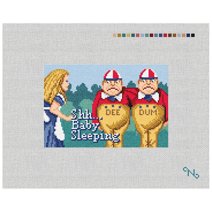 Tweedledum and Dee Needlepoint Door Hanger Kit Stitched Preview
