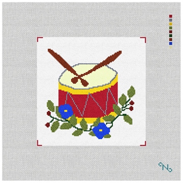 Twelve Drummers Drumming Needlepoint Kit Stitched Preview