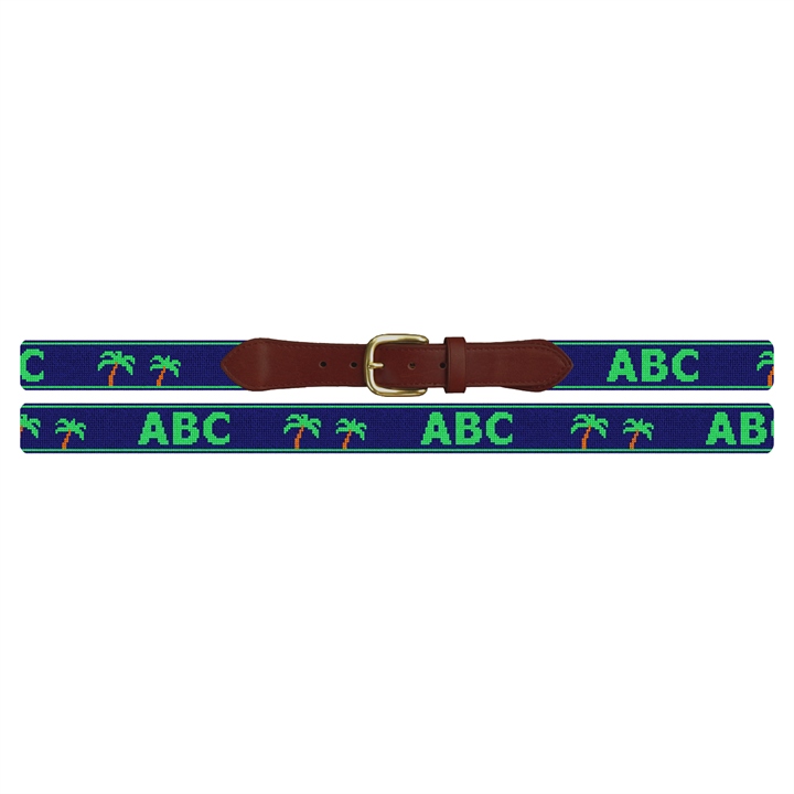 Twin Palms Needlepoint Belt