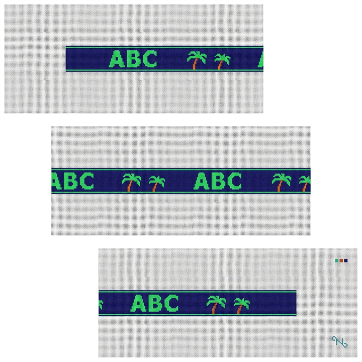 Twin Palms Needlepoint Belt Kit Stitched Preview