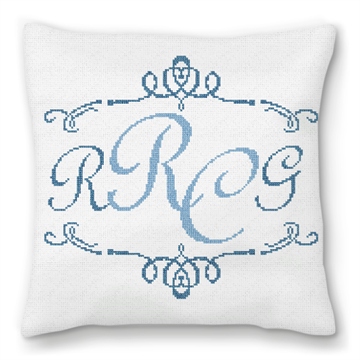 Two Initials Needlepoint Pillow 