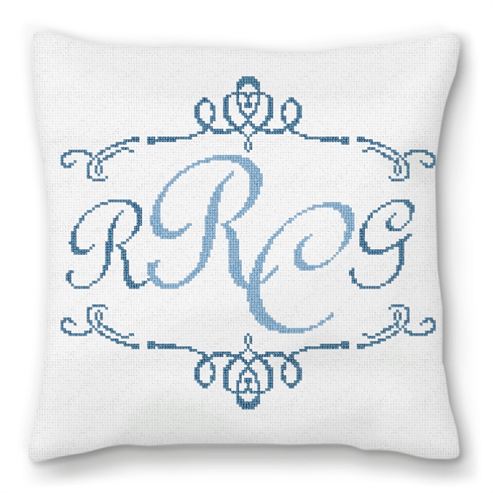 Two Initials Needlepoint Pillow 