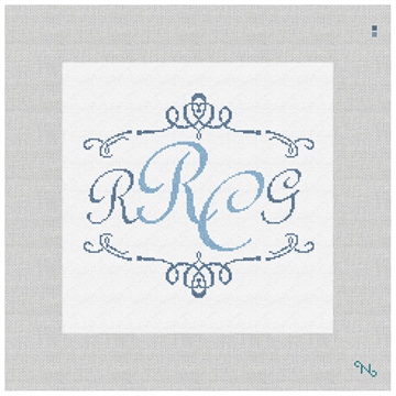 Two Initials Needlepoint Pillow Kit Stitched Preview