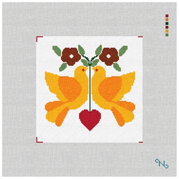 Two Turtle Doves Needlepoint Kit Stitched Preview