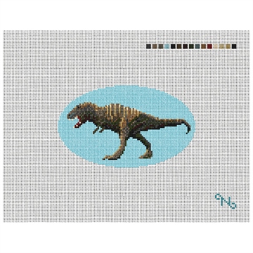 Tyrannosaurus Rex Needlepoint Ornament Kit Stitched Preview