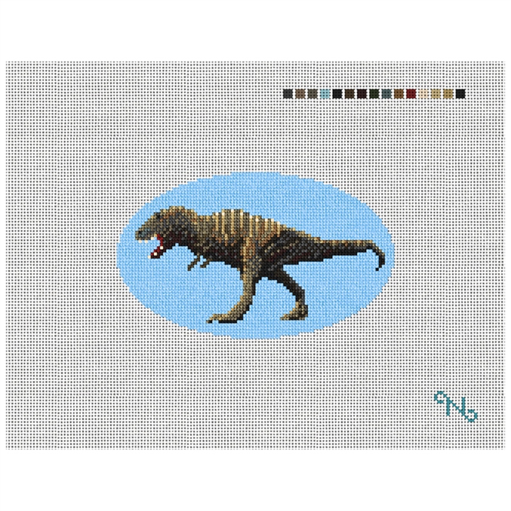 Tyrannosaurus Rex Needlepoint Ornament Kit Stitched Preview