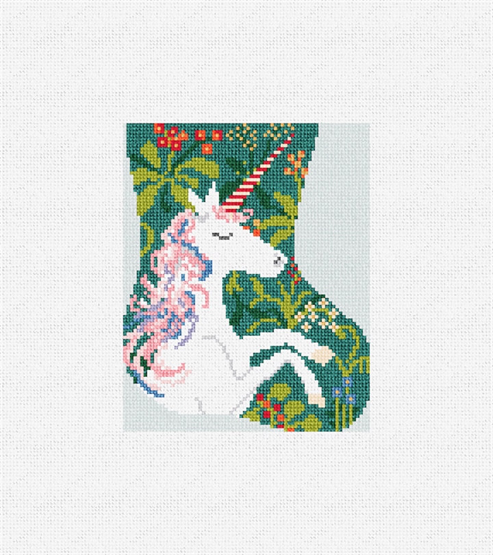 Unicorn Forest Mini Stocking Needlepoint Kit