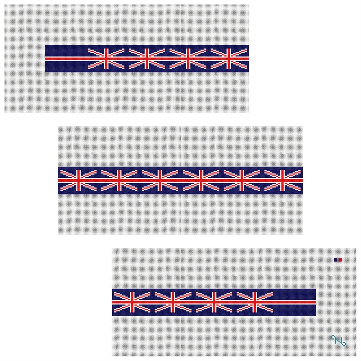 Union Jack Flag Needlepoint Belt Kit Stitched Preview