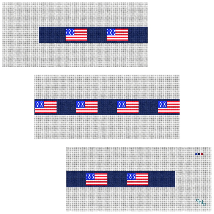 United States Flag Needlepoint Belt Kit Stitched Preview