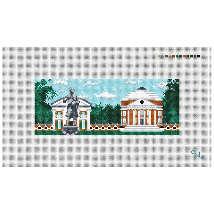University of Virginia Needlepoint Wallet Kit Stitched Preview